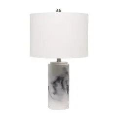 Lalia Home 24.5" White Marbleized Table Lamp with White Fabric Shade