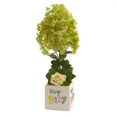 21" Peegee Hydrangea and Rose Artificial Arrangement in New Baby Vase