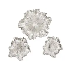 Silver Polystone Eclectic Floral Wall D&eacute;cor Set