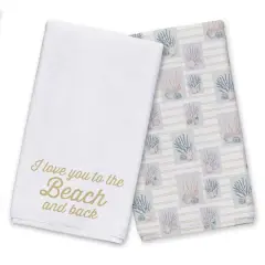 To The Beach & Back Stripe Tea Towel Set Yellow