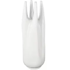22" White Abstract 4-Opening Ceramic Vase