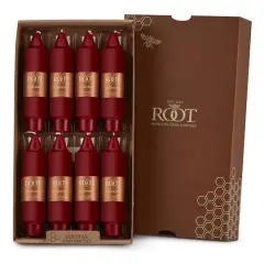 Root Candles 5" Unscented Smooth Collenette Taper Candles, 8ct. Garnet