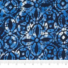 SINGER Batik Blue Ink Flowers Cotton Fabric