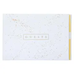 White & Gold Guest Book & Pen Set by Celebrate It&trade;