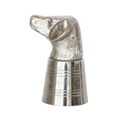Hello Honey 2 oz. Cast Aluminum and Stainless Steel Dog Head Jigger in Kraft Box, Nickel Finish