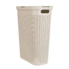 Mind Reader 23.5'' Slim Laundry Hamper with Cutout Handles Ivory