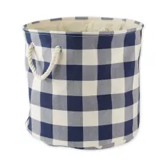 DII&reg; Large Round Off White/Navy Buffalo Check Polyester Bin