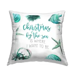 Stupell Industries Teal Christmas by the Sea Throw Pillow