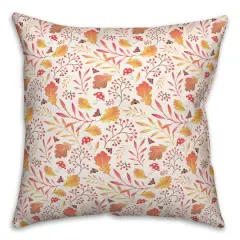 Watercolor Fall Leaves Throw Pillow