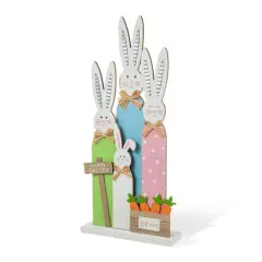 Glitzhome&reg; 29.75" Easter Wooden Bunny Family Porch D&eacute;cor