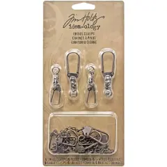 Idea-Ology Metal Swivel Clasp W/Chain 2.78" To 3.75" 12/Pkg-Antique Nickel, Brass & Copper