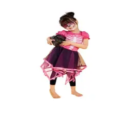 Large Pink & Black Skeleton Girl's Costume