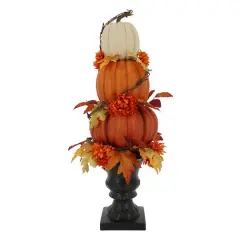 31.5" LED Premade Designer Premium Floral Pumpkin Topiary by Ashland&reg;