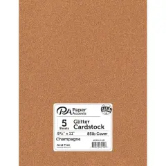 PA Paper&trade; Accents 8.5" x 11" 85lb. Glitter Cardstock, 5 Sheets Champagne
