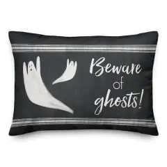 Beware of Ghosts Black Throw Pillow