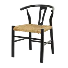 Black Teak Wood Modern Accent Chair, 20" x 21" x 29"