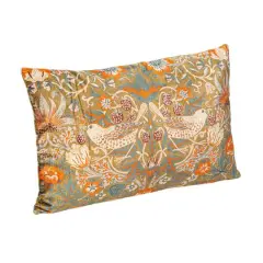 Hello Honey&reg; 24" Multicolor Birds & Flowers Cotton Velvet Lumbar Pillow