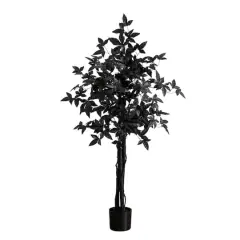 4ft. Artificial Halloween Black Maple Tree with Natural Trunk