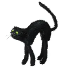 17" Scary Black Cat with Lighted Eyes Halloween Decoration