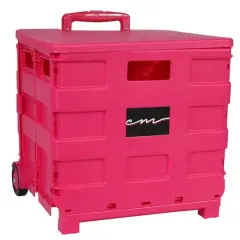 Everything Mary Collapsible Rolling Cart with Lid Pink