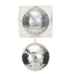 Hello Honey&reg; 10" Silver Round Hanging Glass & Foam Disco Ball