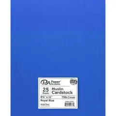 PA Paper&trade; Accents Muslin 8.5" x 11" 73lb. Cardstock, 25 Sheets Royal Blue