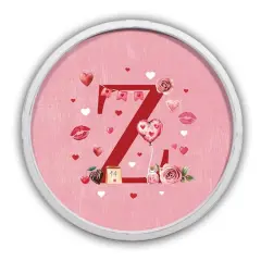 20" Valentine Things White Framed Round Monogram Print Z