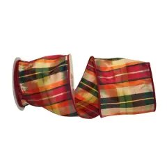 JAM Paper 4" x 10yd. Dare Plaid Wired Dupioni Ribbon