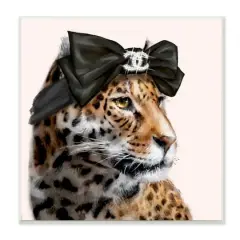 Stupell Industries Fashion Leopard Chic Animal Black Bow Glam,12" x 12"
