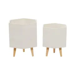 Contemporary Polystone Planter Set White