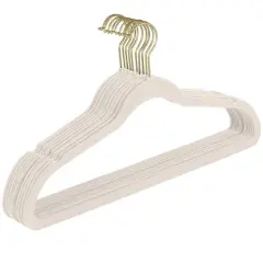 Simplify Super Slim Velvet Hangers with Gold Hook, 10ct. Pearl White