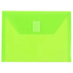 JAM Paper 5.5" x 7.5" Plastic Hook & Loop Closure Envelopes, 12ct. Lime Green