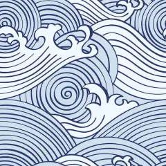 RoomMates Asian Waves Peel & Stick Wallpaper Blue/White