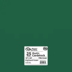 PA Paper&trade; Accents 12" x 12" 73lb. Textured Muslin Cardstock, 25 sheets Highland Green