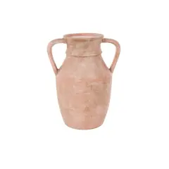 12" Pink Antique-Style Ceramic Vase with Handles