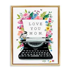 Stupell Industries Love You Mom Typewriter Floater Framed Art Gold