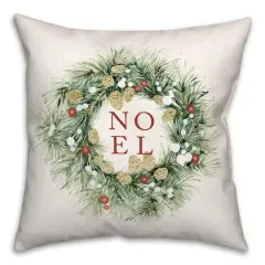 Noel Wreath 18x18 Throw Pillow