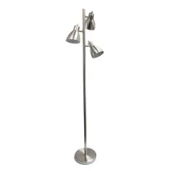 Creekwood Home Essentix 64" 3 Light Metal Tree Floor Lamp Brushed Nickel