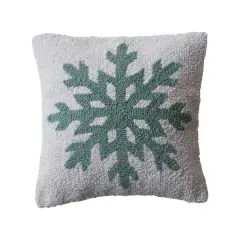 Hello Honey&reg; 18" Blue & Natural Snowflake Tufted Throw Pillow