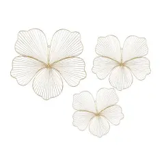 CosmoLiving by Cosmopolitan Gold Floral Glam Wall D&eacute;cor Set