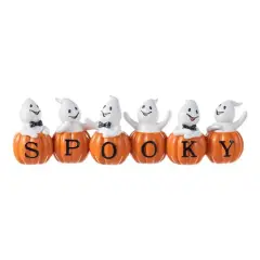 Glitzhome&reg; 15.5"L Halloween Polyresin SPOOKY Ghost Pumpkin Table Decor