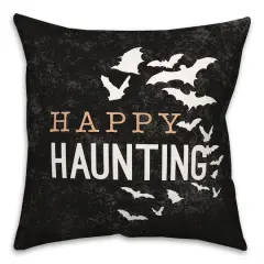 Happy Haunting Bats Throw Pillow