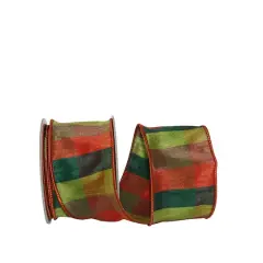 JAM Paper 2.5" x 10yd. Dupioni Wired Edge Raymond Plaid Ribbon