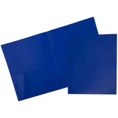 JAM Paper 9.5" x 11.5" Plastic 2-Pocket POP Folder Blue