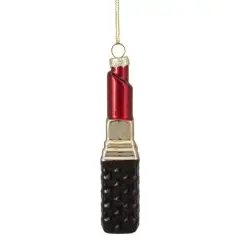 4.5" Red Lipstick Glass Christmas Ornament