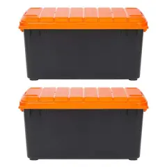 IRIS&reg; 82qt. Black Heavy Duty Store-It-All Totes with Orange Lids, 2ct.