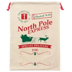 Personality Case&trade; 19" x 26" Check Twice Cotton Christmas Drawstring Bag