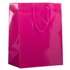 JAM Paper Large Glossy Gift Bags with Rope Handles, 3ct. Hot Pink