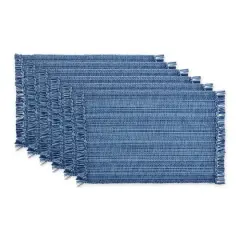 DII&reg; Variegated Fringe Cotton Placemats, 6ct. Nautical Blue