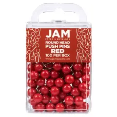 JAM Paper Colorful Round Push Pins, 100ct. Red